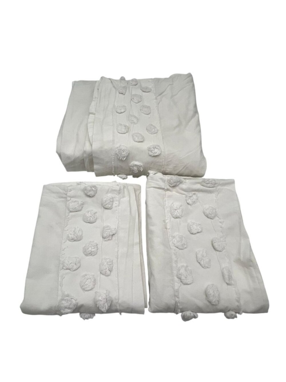 Pottery Barn Teen Crinkle Puff Duvet Sheet Set White 100% Cotton 104inX96in